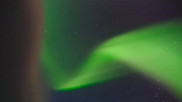 Zöld Északi Fény Éjszakai Égbolton — Stock Fotó