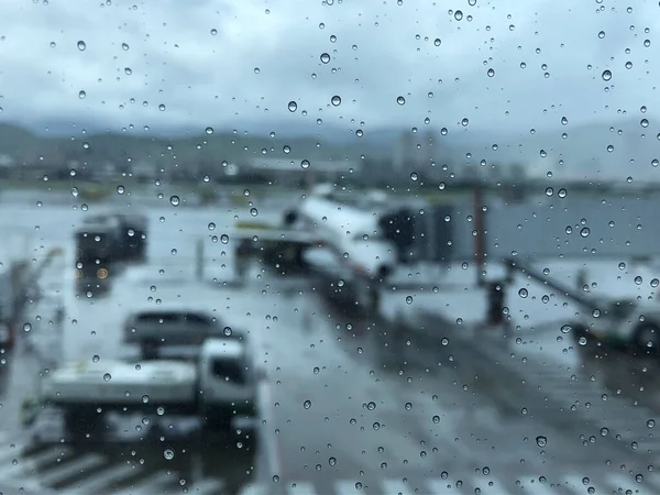 Eső Csepp Ablakon Háttérben Közelről — Stock Fotó
