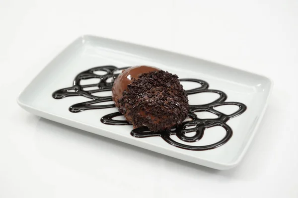 Schokoladenkuchen Auf Teller — Stockfoto
