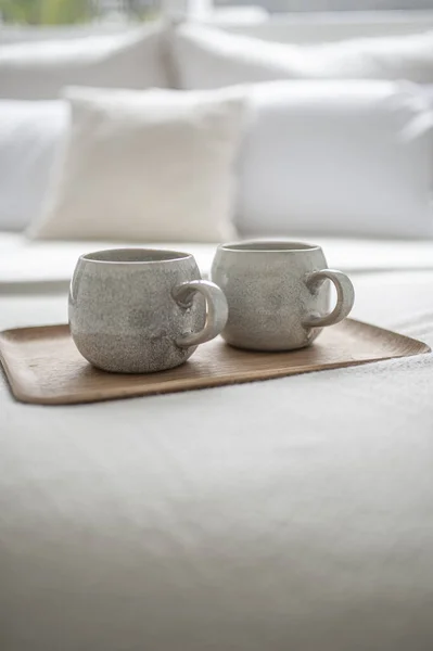 White Cup Coffee Mug Table — Stock Photo, Image