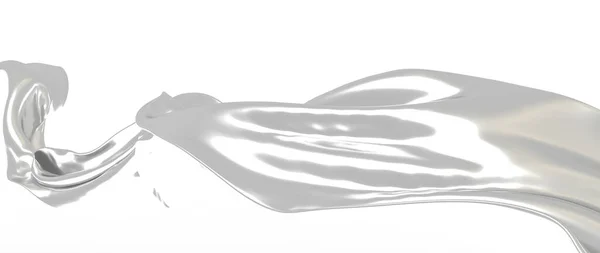 은으로 비단이나 새틴을 배경으로 액체튀기기 렌더링 이미지 — 스톡 사진