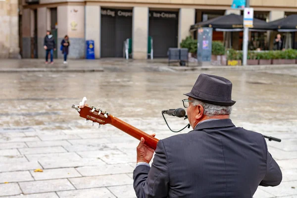 Музыкант Играет Гитаре Улице — стоковое фото