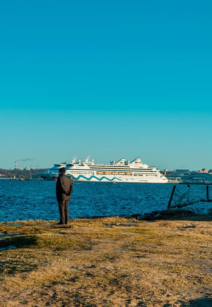 背景の海の美しい景色は — ストック写真