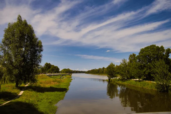 川や木のある美しい夏の風景 — ストック写真