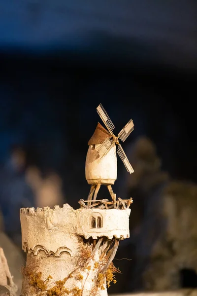 Old Wooden Windmill Background Sea — ストック写真