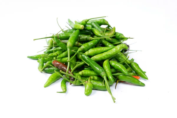 Groene Chili Peper Geïsoleerd Witte Achtergrond — Stockfoto