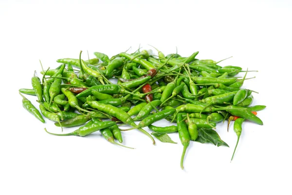 Groene Chili Peper Geïsoleerd Witte Achtergrond — Stockfoto