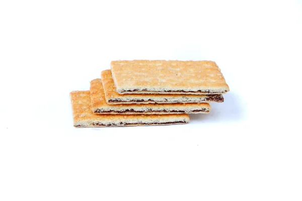 Biscuit Chocolat Isolé Sur Fond Blanc — Photo