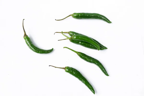 Chiles Verdes Aislados Sobre Fondo Blanco — Foto de Stock