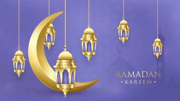 Ramadan Fond Kareem Avec Lanterne Arabe Lune Illustration Vectorielle — Photo