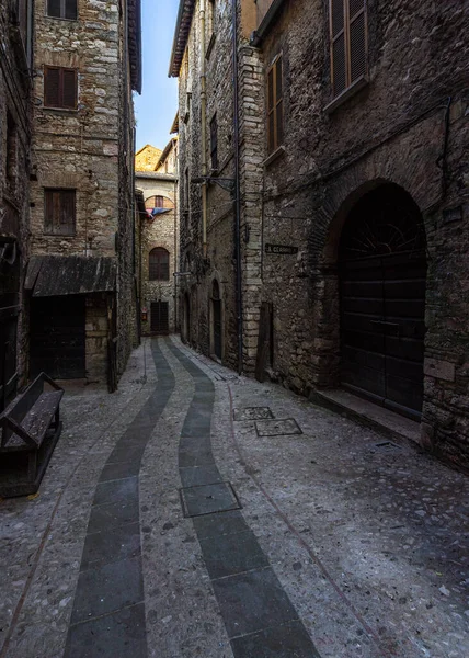 Vecchia Strada Medievale Nella Città Siena Italia — Foto Stock