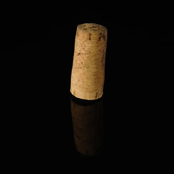 Wooden Wine Cork Isolated Black Background — Stock Photo, Image