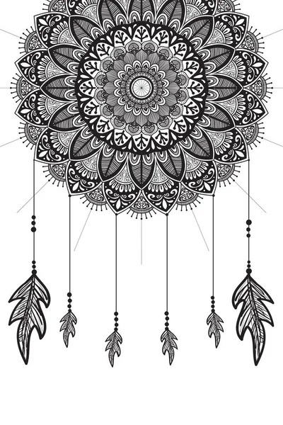 Dreamcatcher Com Penas Ilustração Vetorial — Vetor de Stock