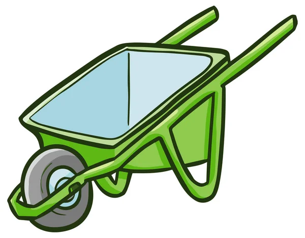 Ilustración Una Carretilla Verde Con Una Paja — Vector de stock