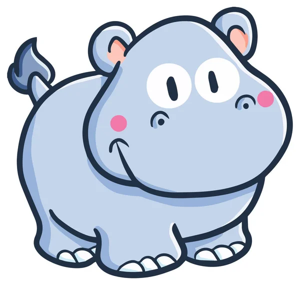 Ilustracja Uroczego Hipopotama Kreskówki — Wektor stockowy