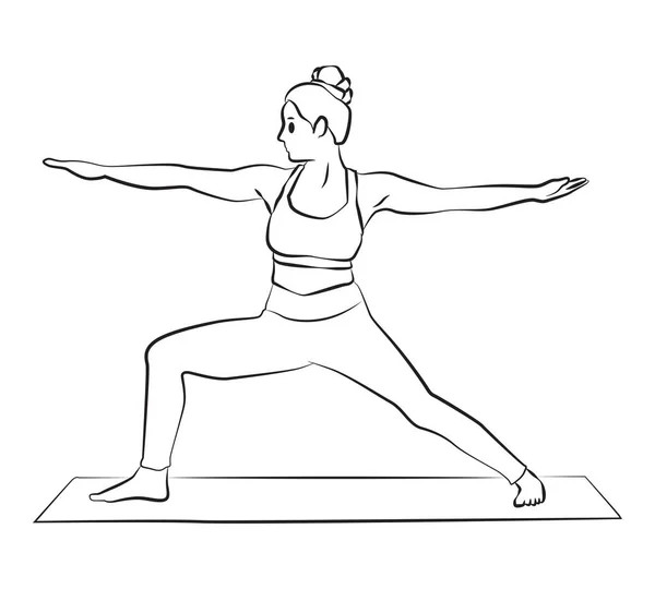 Поза Йоги Женщина Делает Упражнения Векторная Иллюстрация — стоковый вектор