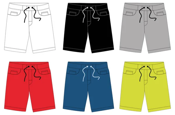 Conjunto Ilustración Vectorial Pantalones Cortos Mujer — Vector de stock