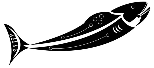 Icono Pescado Ilustración Logo Clipart Diseño Vector — Vector de stock