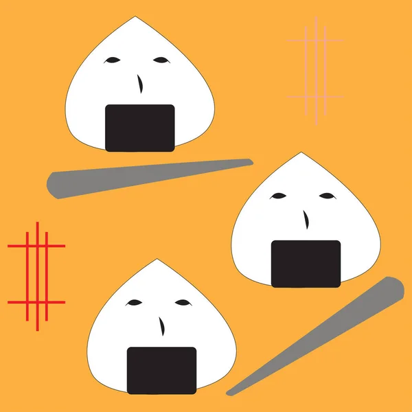 Yerel Temalı Geleneksel Japon Yemek Setinin Basit Illüstrasyon Tasarımı — Stok Vektör