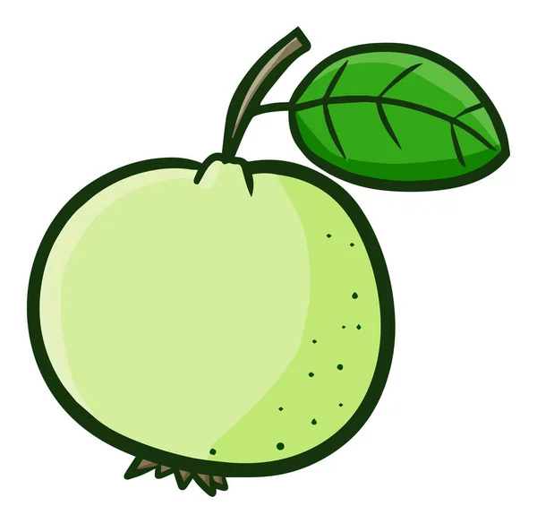 Ilustración Vectorial Una Manzana Verde Con Una Hoja — Vector de stock
