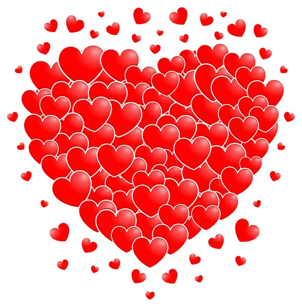 Červené Srdce Srdcem Bílém Pozadí — Stockový vektor
