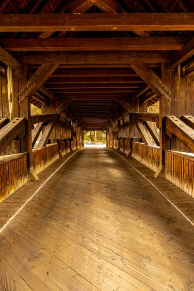 Деревянный Мост Лесу — стоковое фото