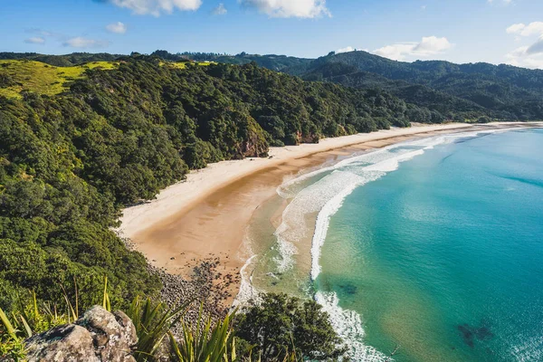 Bela Praia Tropical Com Palmeiras Céu Azul — Fotografia de Stock