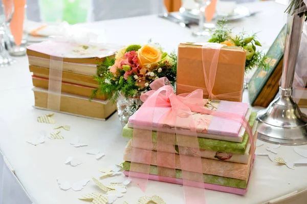 Wedding Table Flowers Candles — Stock Photo, Image