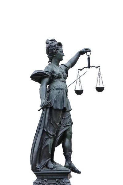 Statua Della Giustizia Sfondo Bianco — Foto Stock