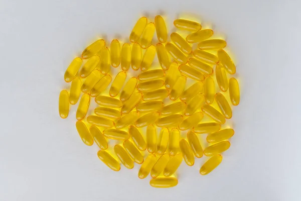 Omega Fish Oil Capsules White Background — Stock Photo, Image