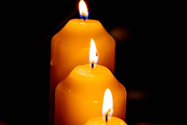 Burning Candle Black Background — Stock Photo, Image