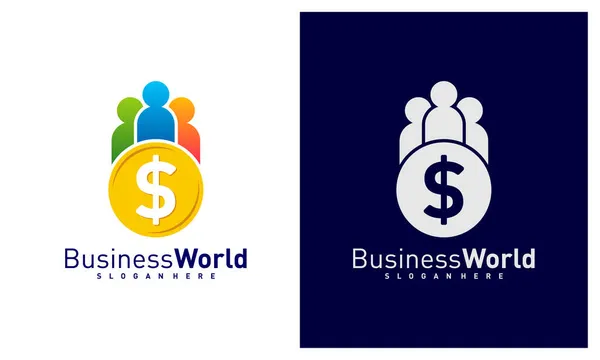 Geld Mit Menschen Logo Design Vektor Buntes Geld Logo Design — Stockvektor