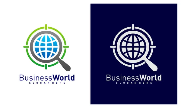 World Find Logo Design Vector Colorful World Logo Design Template — Stock Vector