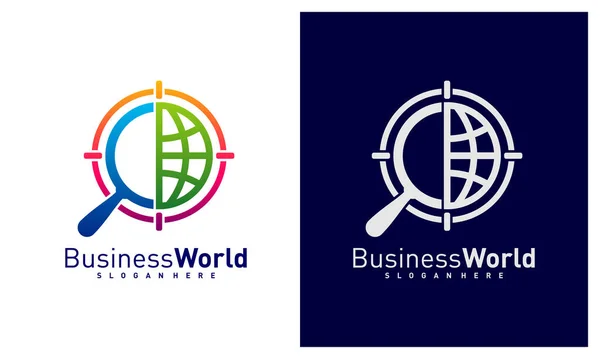 World Find Logo Design Vector Plantilla Diseño Logotipo Colorful World — Vector de stock