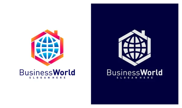 World House Logo Vector Template Creative World Logo Design Concepts — Stock Vector