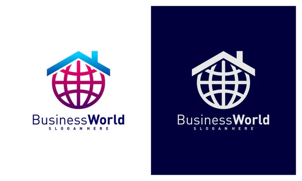World House Logotyp Vektor Mall Creative World Logo Design Koncept — Stock vektor