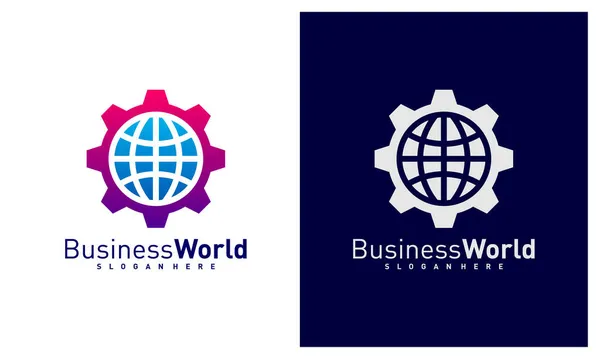 World Gear Logo Vektör Şablonu Yaratıcı Dünya Logo Tasarım Kavramları — Stok Vektör