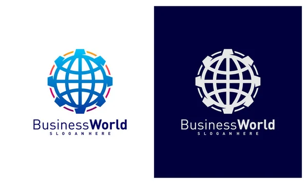 World Gear Logo Vektör Şablonu Yaratıcı Dünya Logo Tasarım Kavramları — Stok Vektör