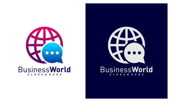 World Chat Logo Vektör Şablonu Yaratıcı Dünya Logo Tasarım Kavramları — Stok Vektör
