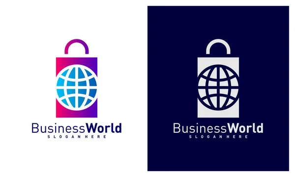 Векторный Шаблон Логотипа World Shop Концепция Дизайна Логотипа Creative World — стоковый вектор