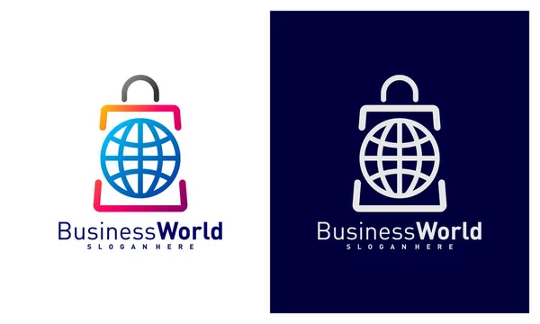 Szablon Wektorowy Logo World Shop Koncepcje Projektowania Logo Creative World — Wektor stockowy