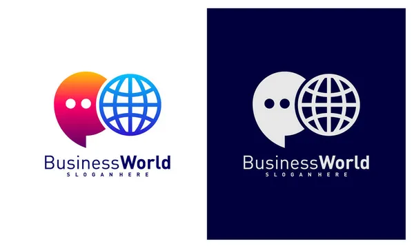 World Chat Logo Vektör Şablonu Yaratıcı Dünya Logo Tasarım Kavramları — Stok Vektör