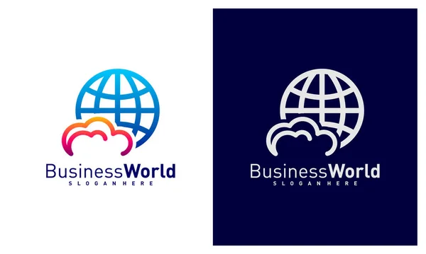 Cloud World Logo Vektör Şablonu Yaratıcı Dünya Logo Tasarımı Kavramları — Stok Vektör