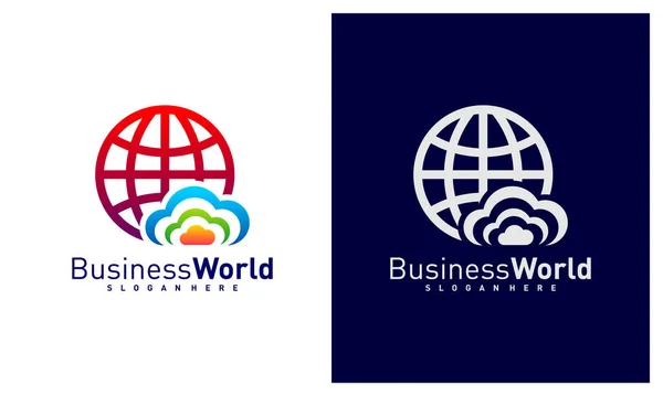 Plantilla Vector Logotipo Cloud World Conceptos Diseño Logotipo Creative World — Vector de stock