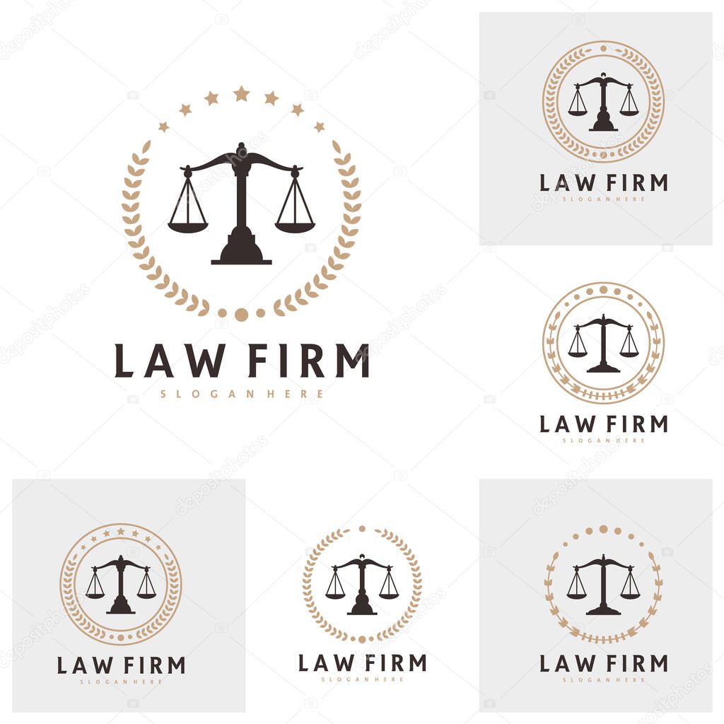 Set of Justice logo vector template, Creative Law Firm logo design concepts