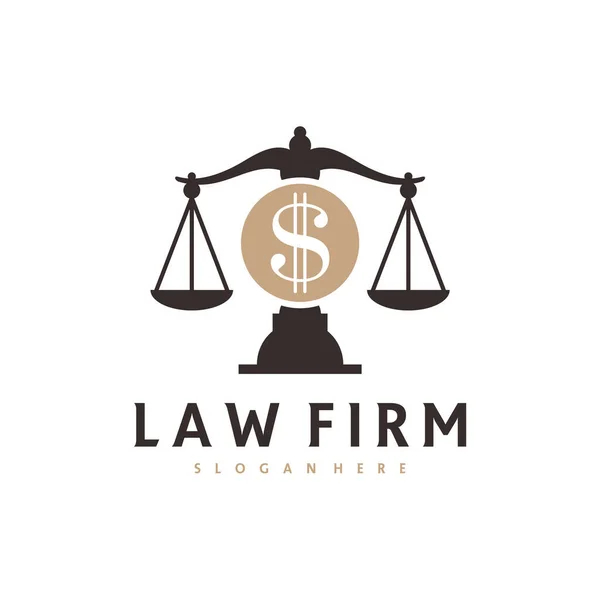 Geld Justitie Logo Vector Template Creative Law Firm Logo Ontwerp — Stockvector