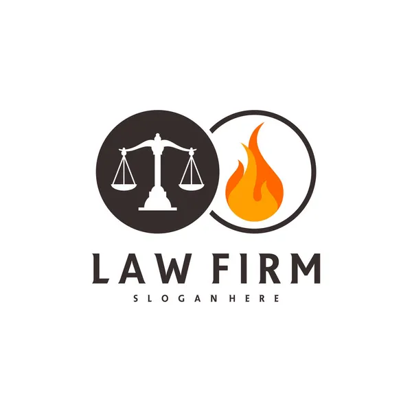 Fire Justice Logo Vector Template Creative Law Firm Logo Design — 图库矢量图片