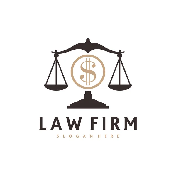 Szablon Wektorowy Logo Money Justice Koncepcje Projektowania Logo Creative Law — Wektor stockowy