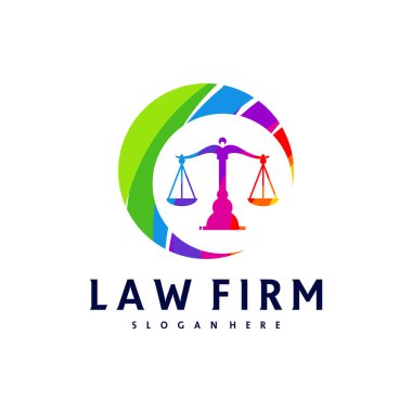 Renkli Adalet logosu vektör şablonu, Yaratıcı Hukuk Firması logo tasarımı kavramları