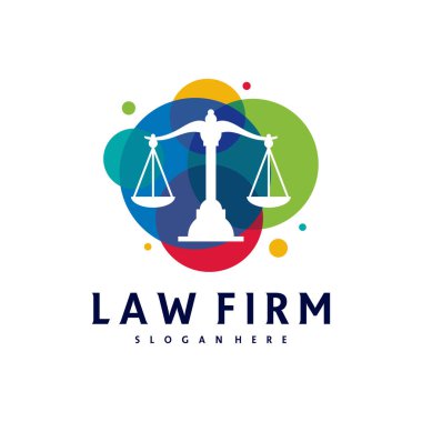 Renkli Adalet logosu vektör şablonu, Yaratıcı Hukuk Firması logo tasarımı kavramları